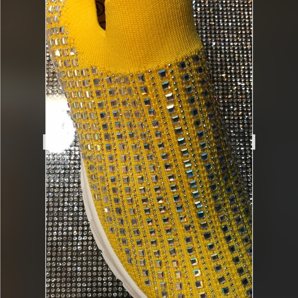 Yellow Rhinestone Slip-On Sneakers - Picture 3 of 3